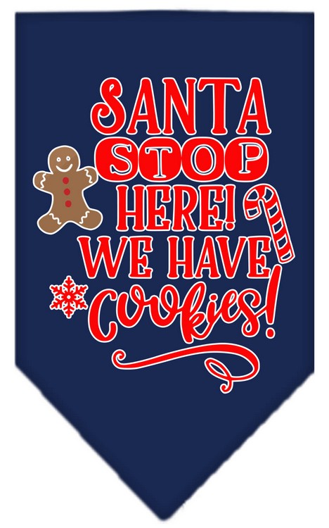 Santa, We Have Cookies Screen Print Bandana Navy Blue large